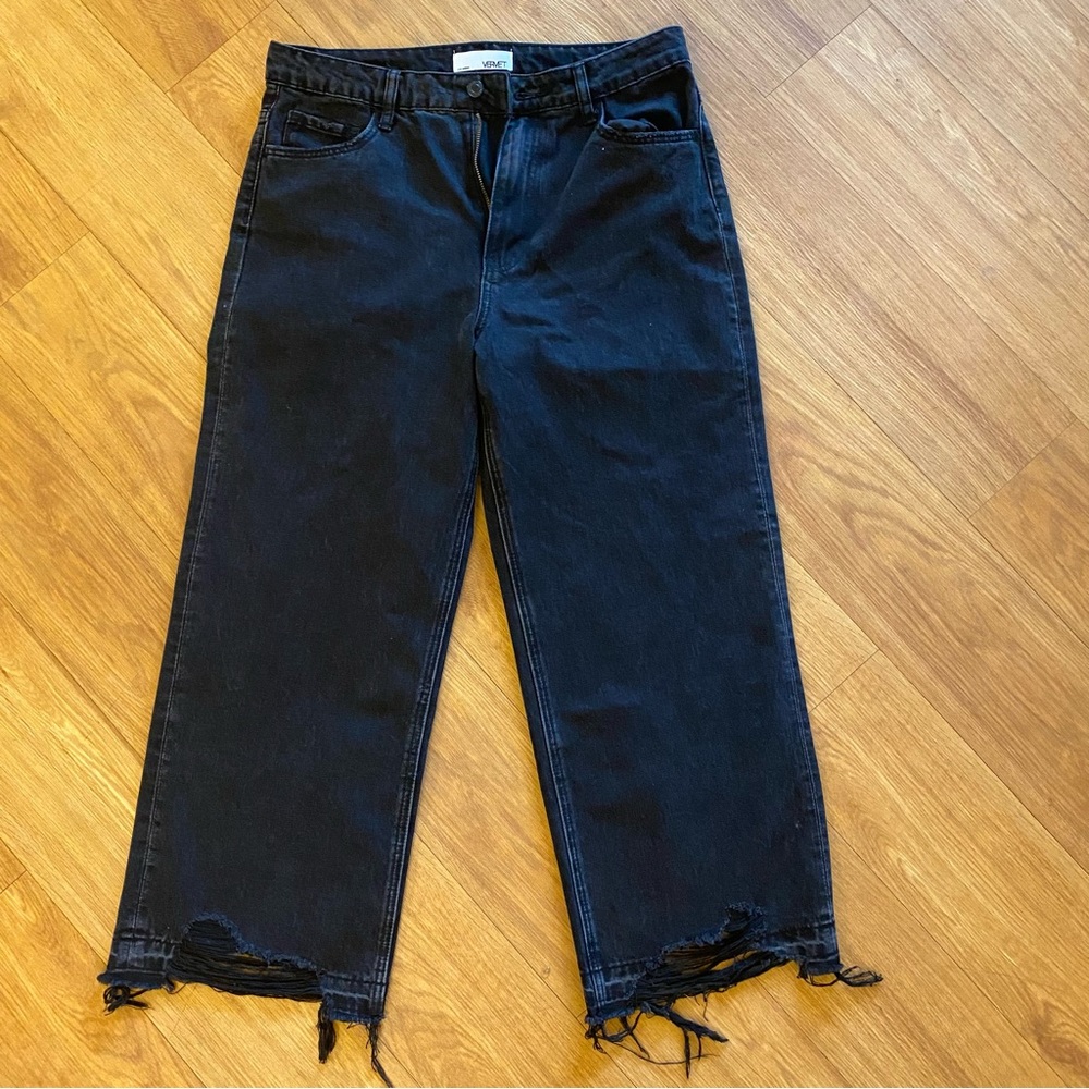 Vervet Los Angeles Cropped Distressed Ankle Black Denim Jean Women’s size 30